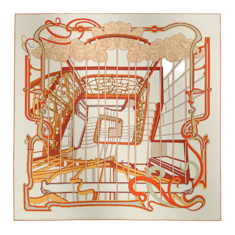 

HERMES Шелковые шарфы Mulberry для женщин кремовый/терракотовый красный/оранжевый