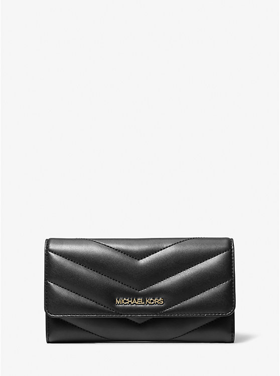 

Большой стеганый кошелек в три сложения Jet set travel Michael Kors, черный
