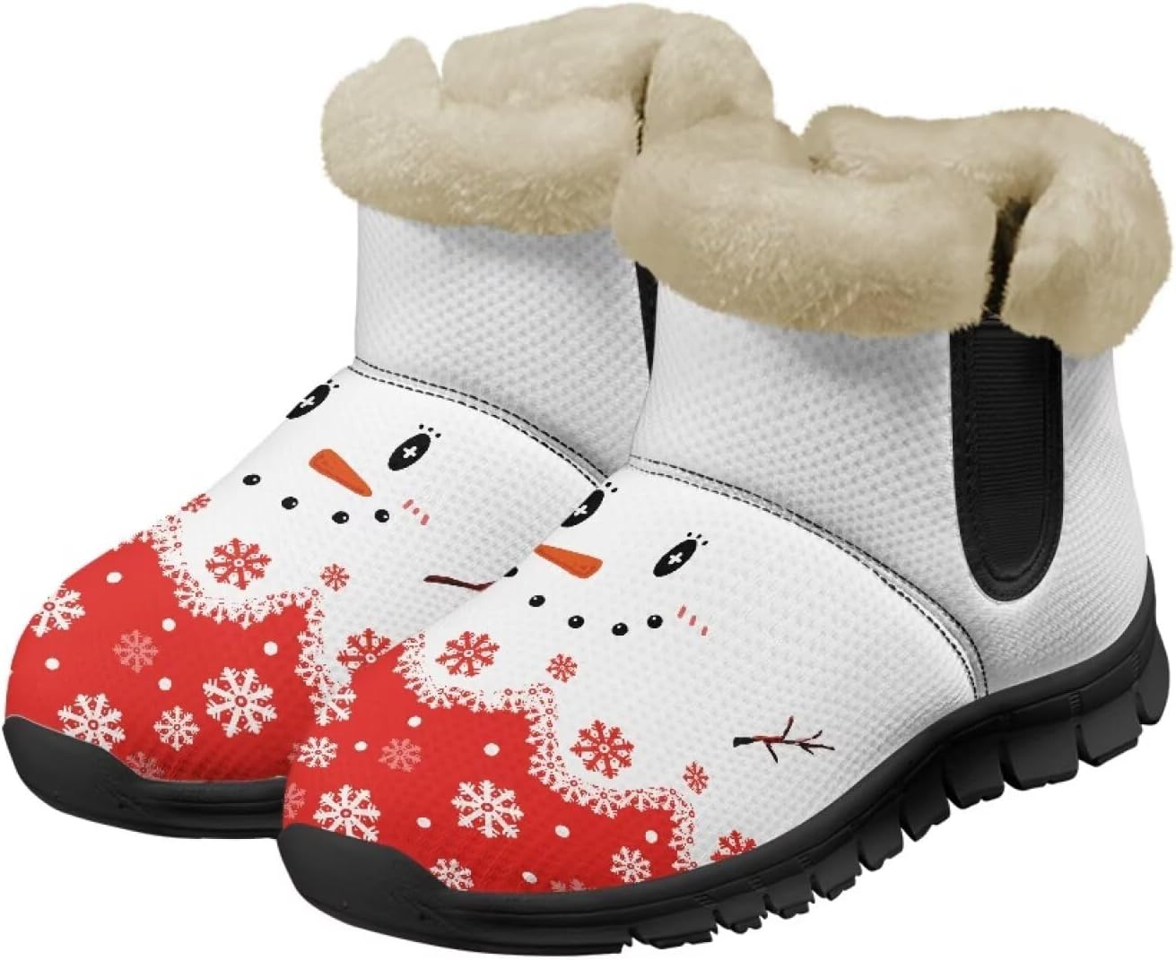 

Зимние сапоги Noprintge для женщин и мужчин, мягкие с уютной плюшевой подкладкой, нескользящие теплые ботинки, Snowman Snowflake