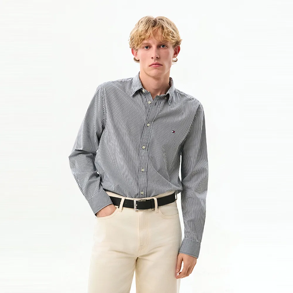 Мужская классическая рубашка Core Flex Pop Regular Fit, чёрная, от Tommy Hilfiger
