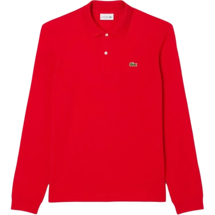 Поло Lacoste с длинным рукавом, логотип, цвет Carmine