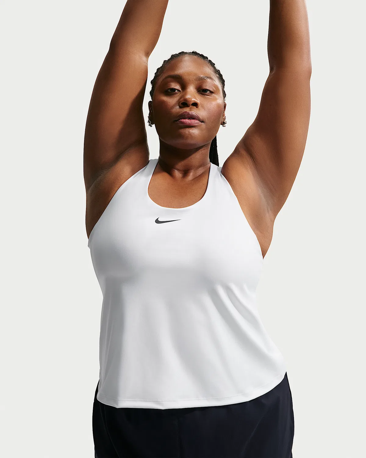 Женский топ-бра с чашками средней поддержки (плюс сайз) Nike Swoosh, White/Stone Mauve/Black