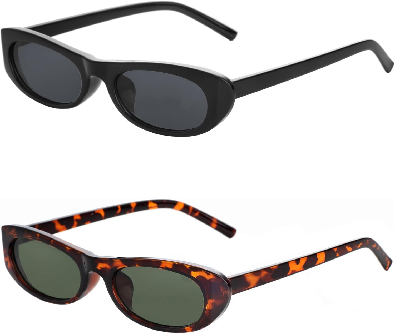 

Удлинённые узкие солнцезащитные очки «кошачий глаз» для женщин и мужчин, солнцезащитные очки в стиле 90-х, маленькие овальные солнцезащитные очки для женщин, чёрные Teumire, A10 Black+leopard/G15