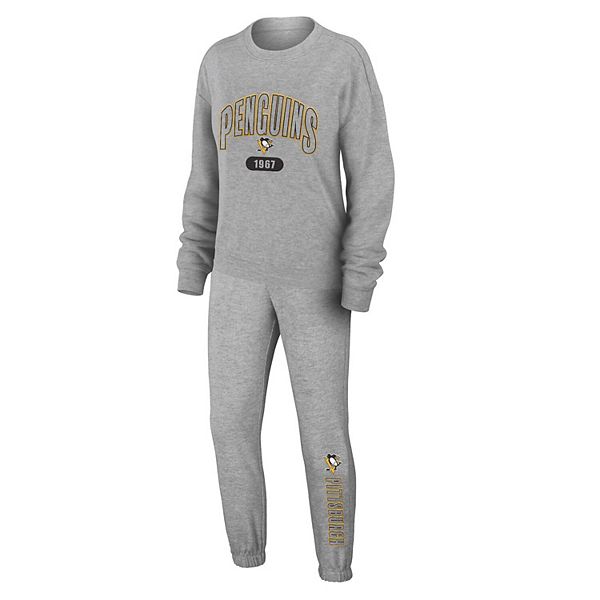 

Женский трикотажный комплект для сна heather gray pittsburgh penguins с длинным рукавом Wear By Erin Andrews