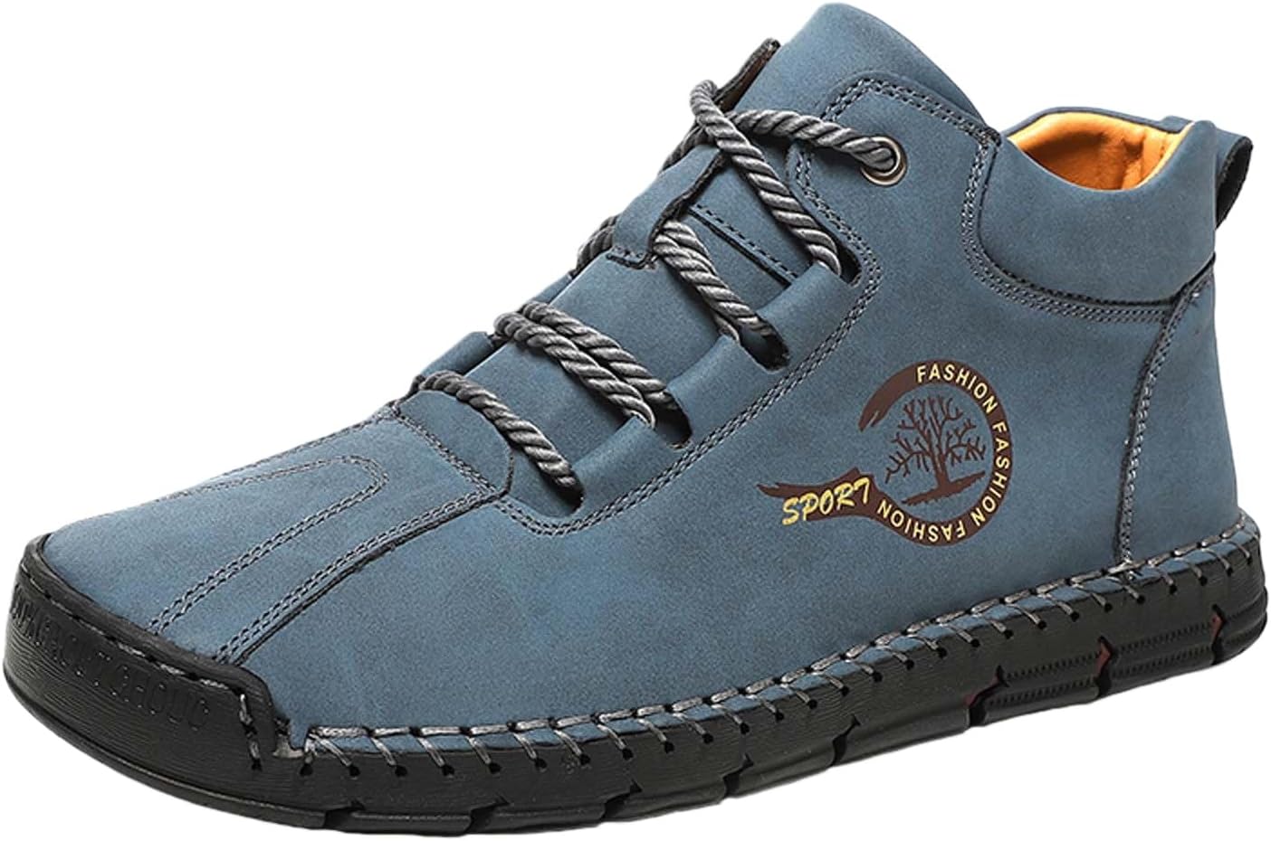 

Мужские кроссовки для ходьбы, удобные кожаные, ручной работы, мокасины без шнурков, легкие ботинки на шнуровке до щиколотки, комфортные, с нескользящей подошвой, обувь для вождения Xjypuu2, синий