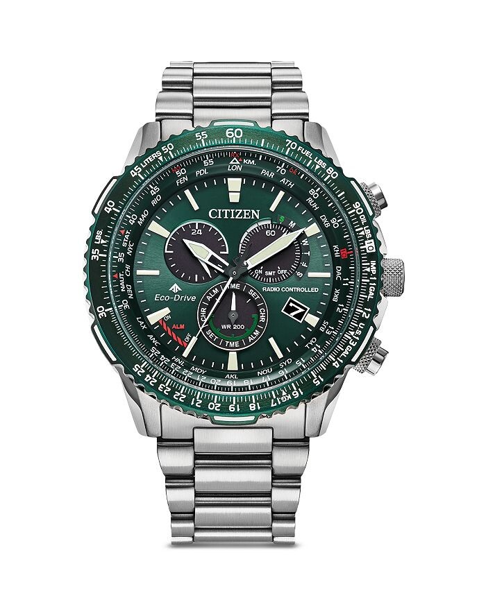 

Часы Citizen Eco Promaster Air с браслетом из нержавеющей стали и хронографом, 46 мм, зеленый