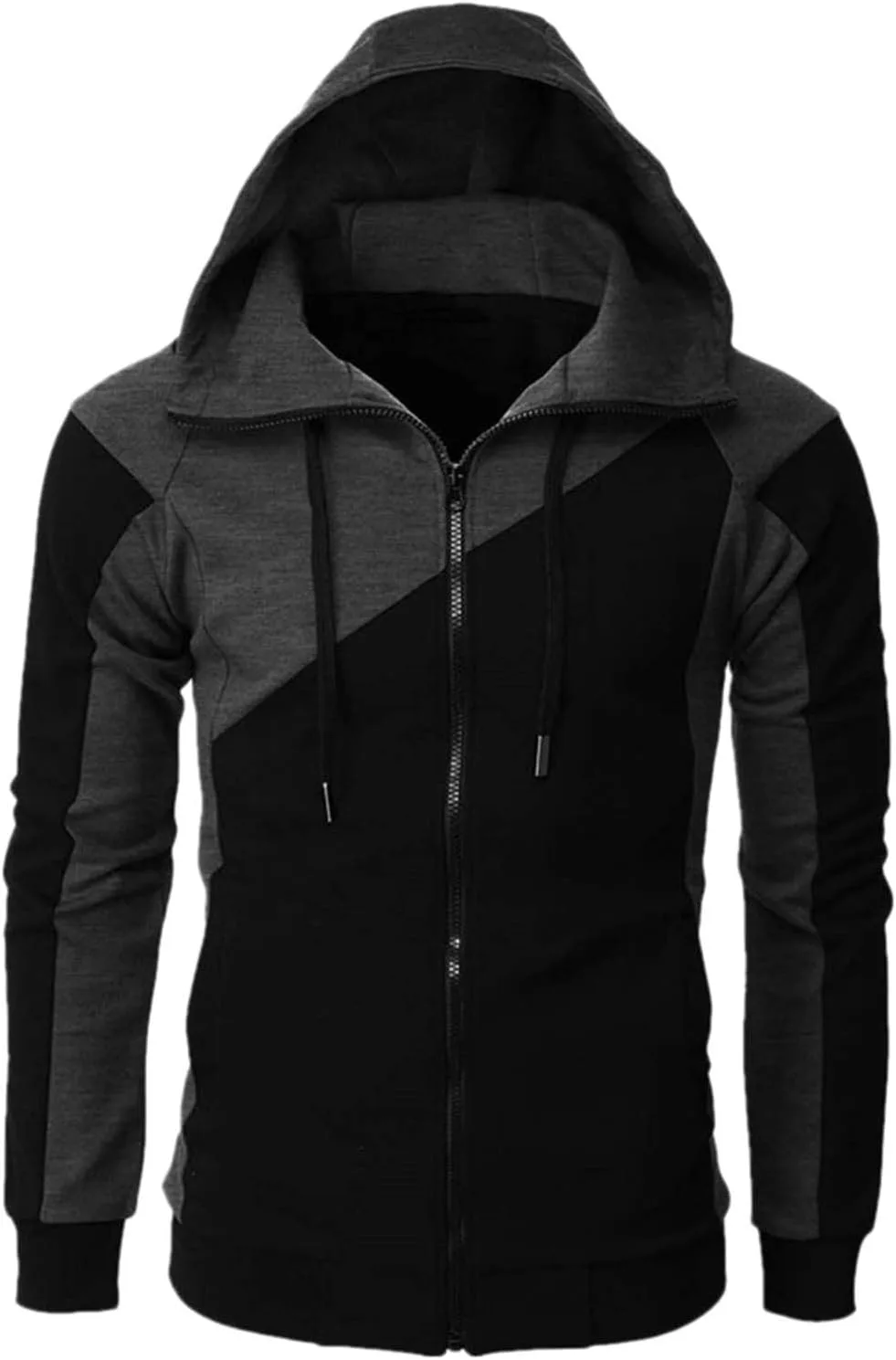 

Мужская худи с молнией Casual Warm Athletic Jacket Color Block Slim Fit с длинными рукавами и карманом