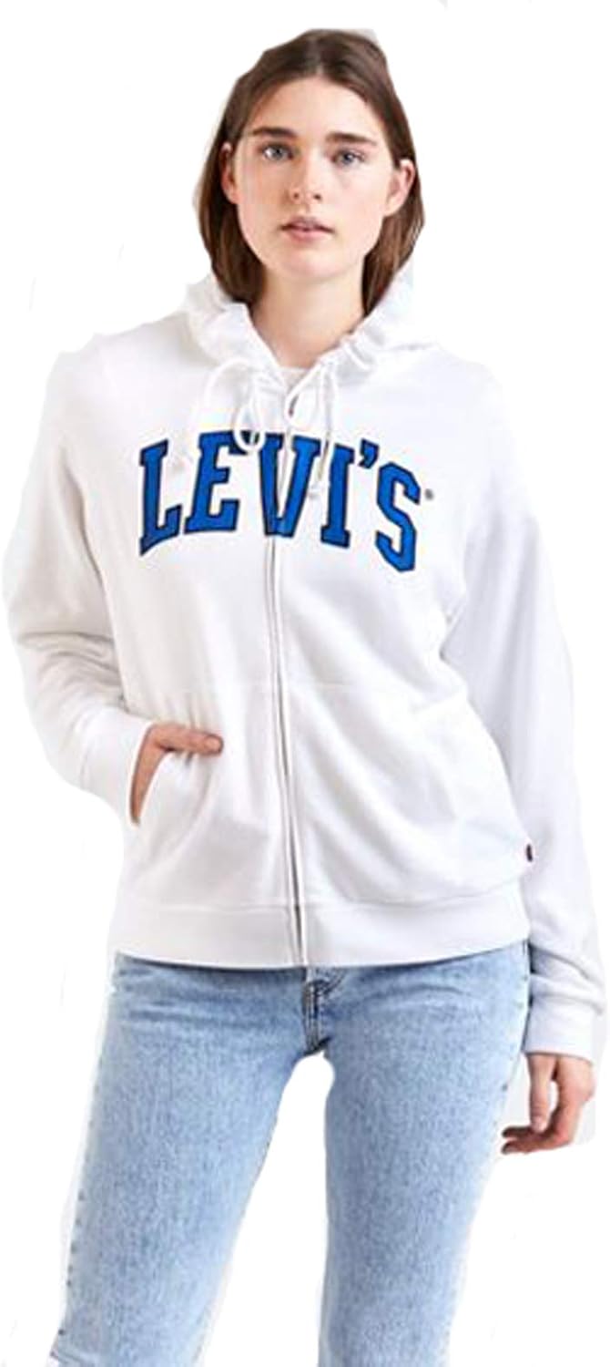 

Женская свободная толстовка с капюшоном на молнии Levi's с графическим принтом, Levi'S Across Zip White