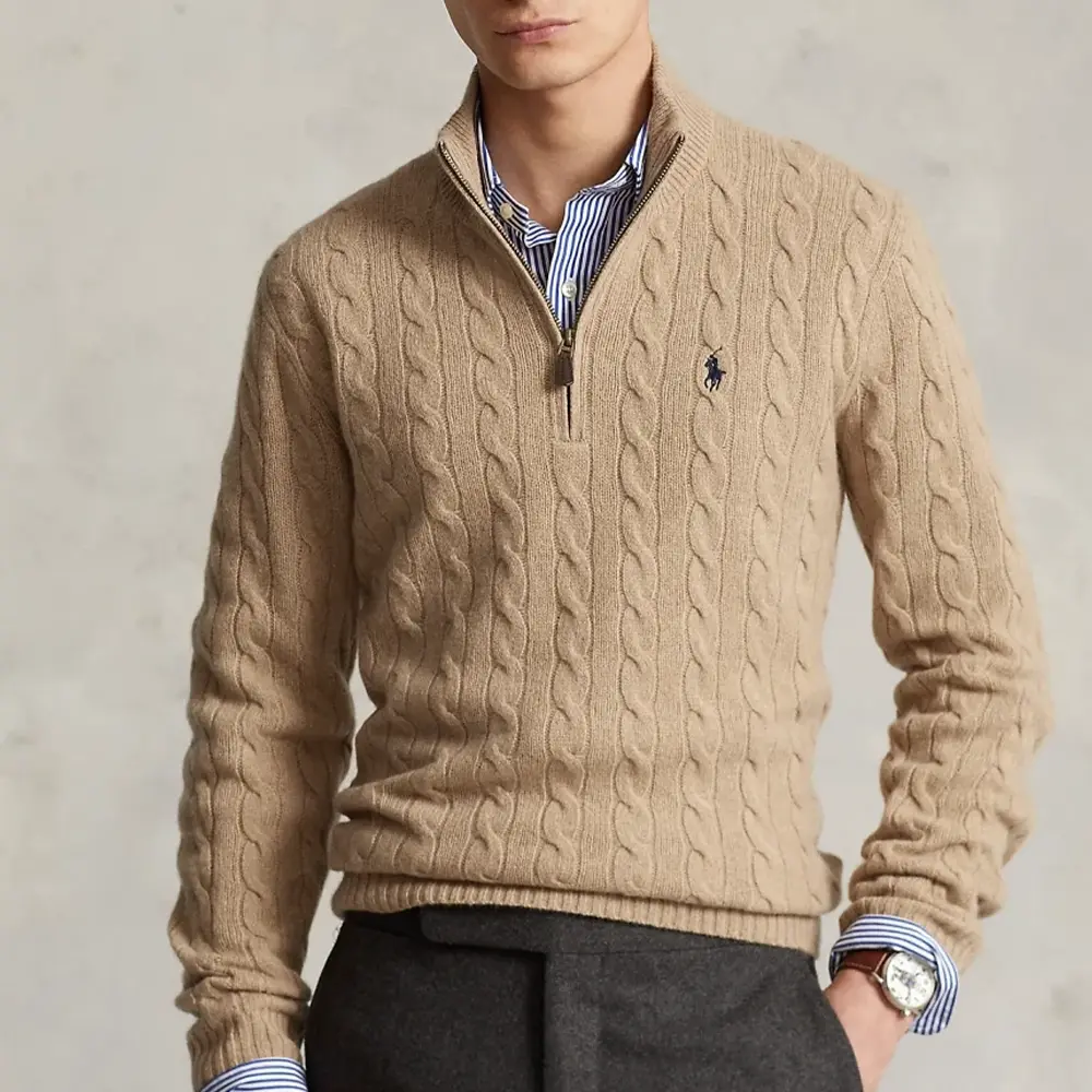 Кашемировый свитер поло Cable Knit Ralph Lauren, верблюжий — фото 3