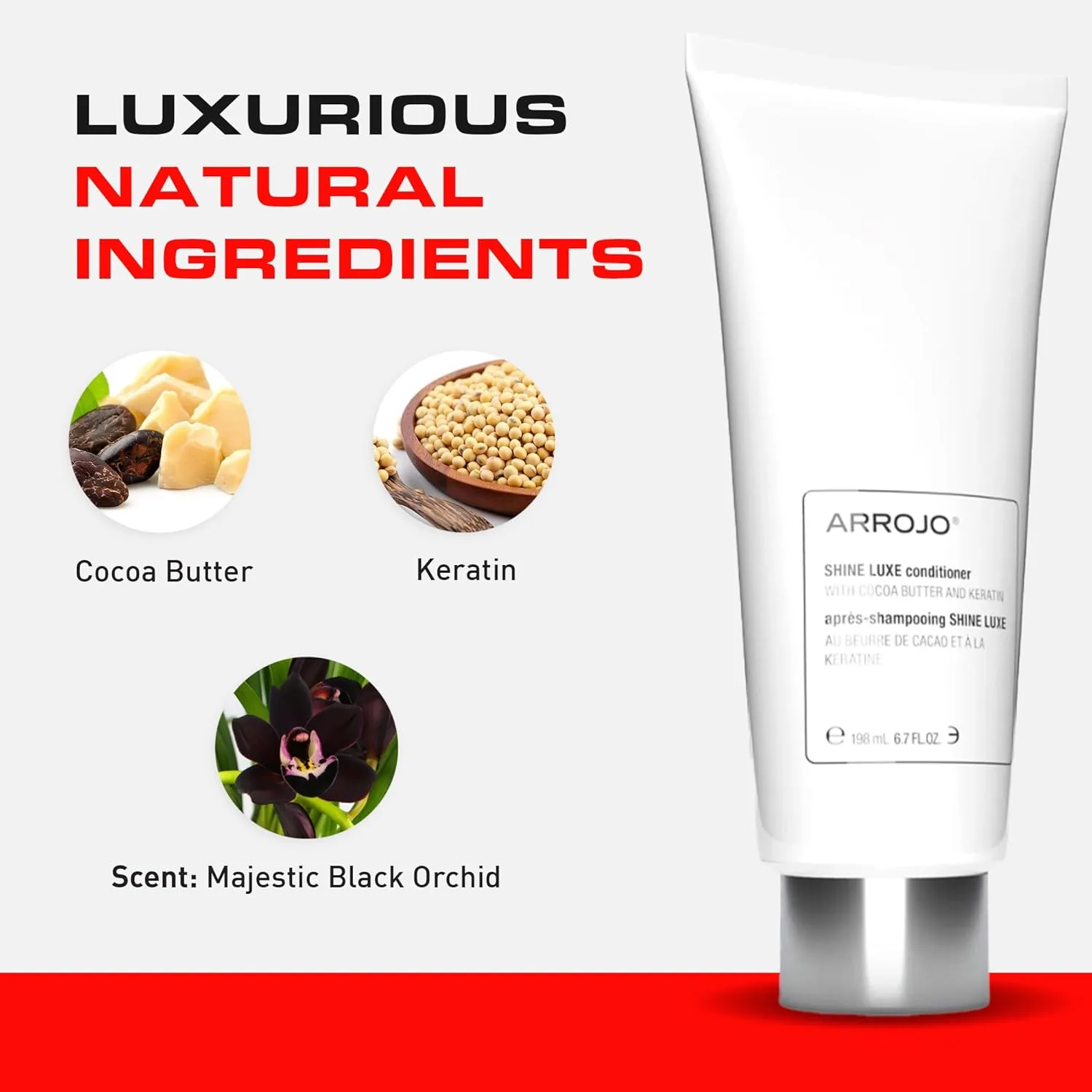 ARROJO Shine Luxe кондиционер для волос - без парабенов и сульфатов, увлажняющий, для блеска и жизненной силы, с кератином, для мужчин и женщин 198 мл (.) — фото 4