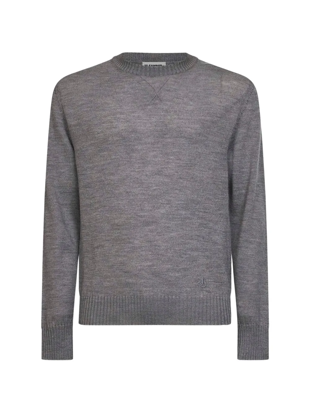 

Свитер с вышитым монограммой и круглым вырезом Jil Sander, серый