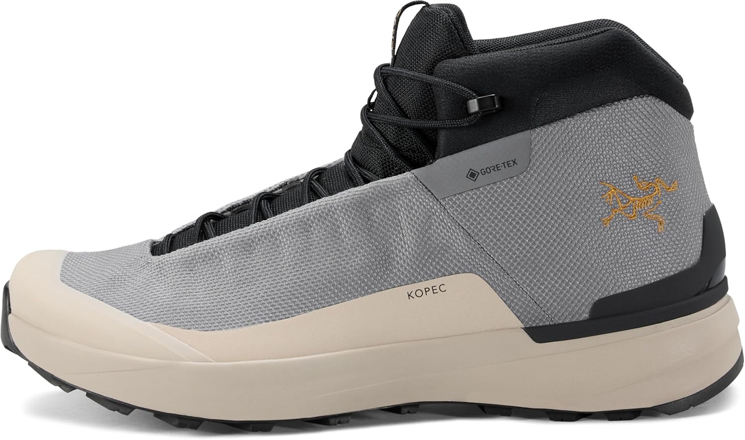 

Ботинки Arc'teryx Kopec Mid GTX для мужчин, Средние туристические и походные мужские обувь, Подошва Megagrip - водонепроницаемые, Void/Rune