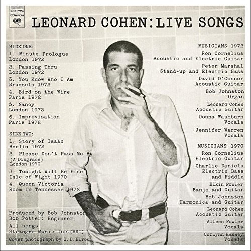 

Виниловая пластинка Cohen, Leonard: Leonard Cohen: Live Songs