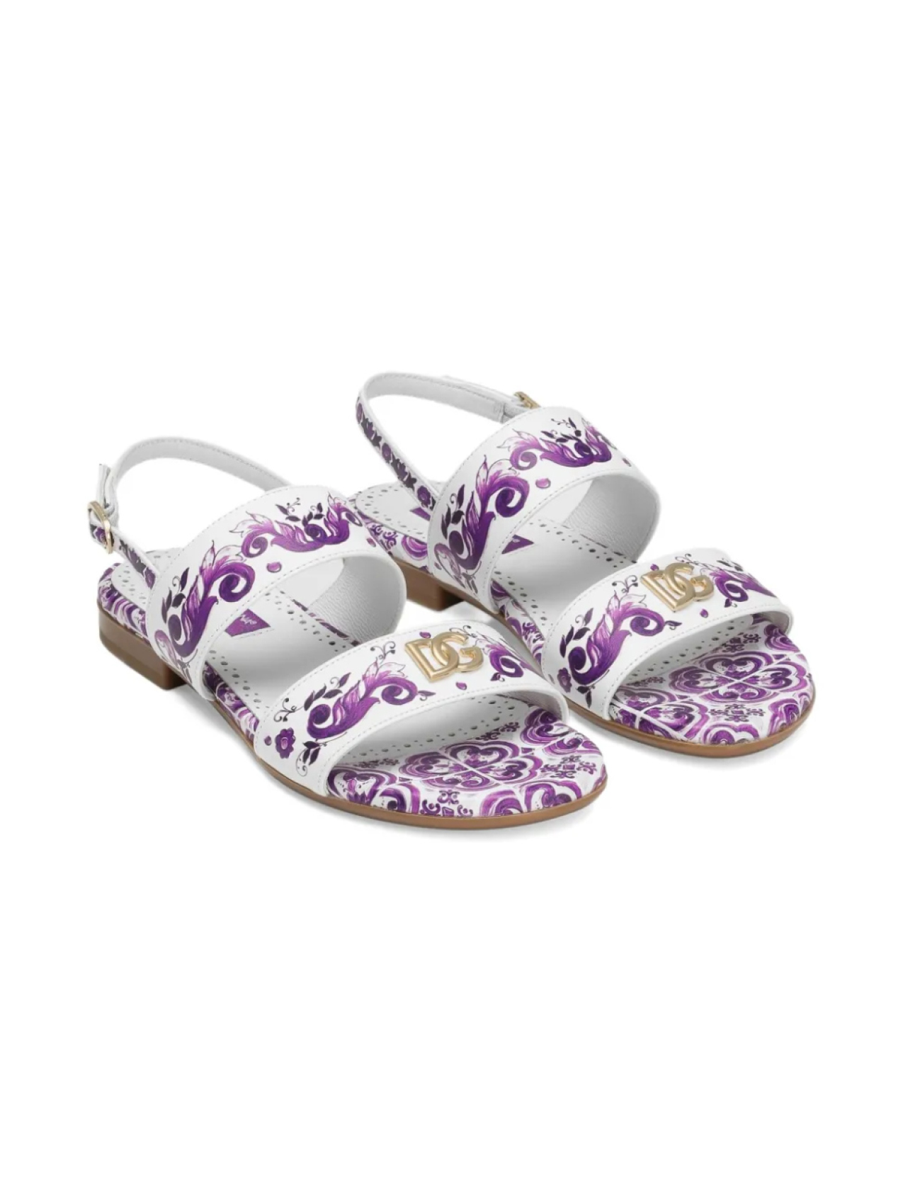 

Dolce & Gabbana Kids босоножки с принтом Majolica, белый