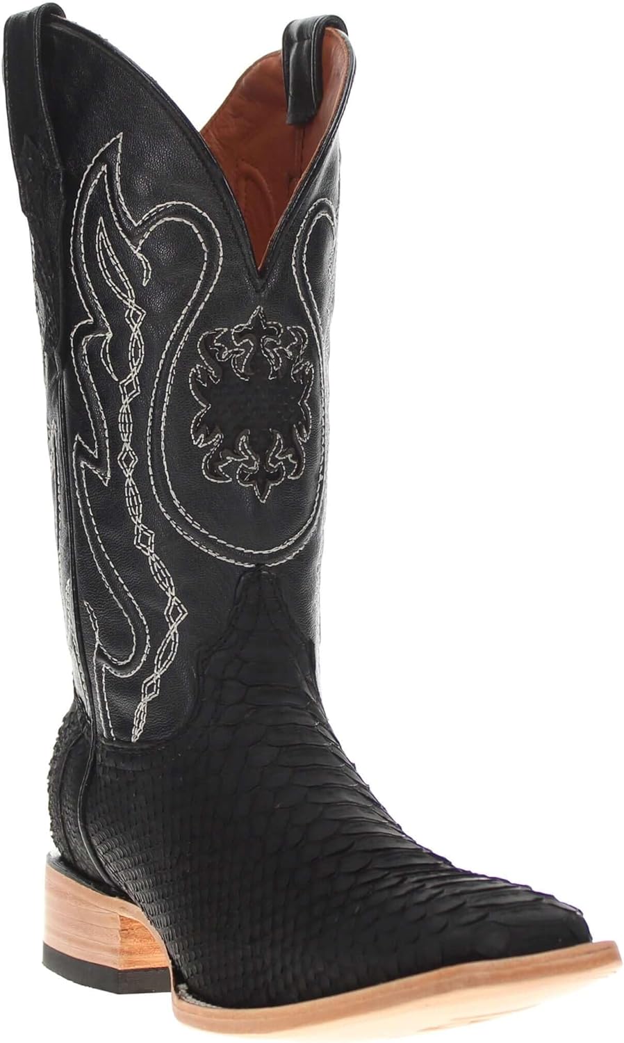 

Мужские ковбойские сапоги Vaccari Crockett из натуральной матовой черной питоновой кожи с квадратным носком