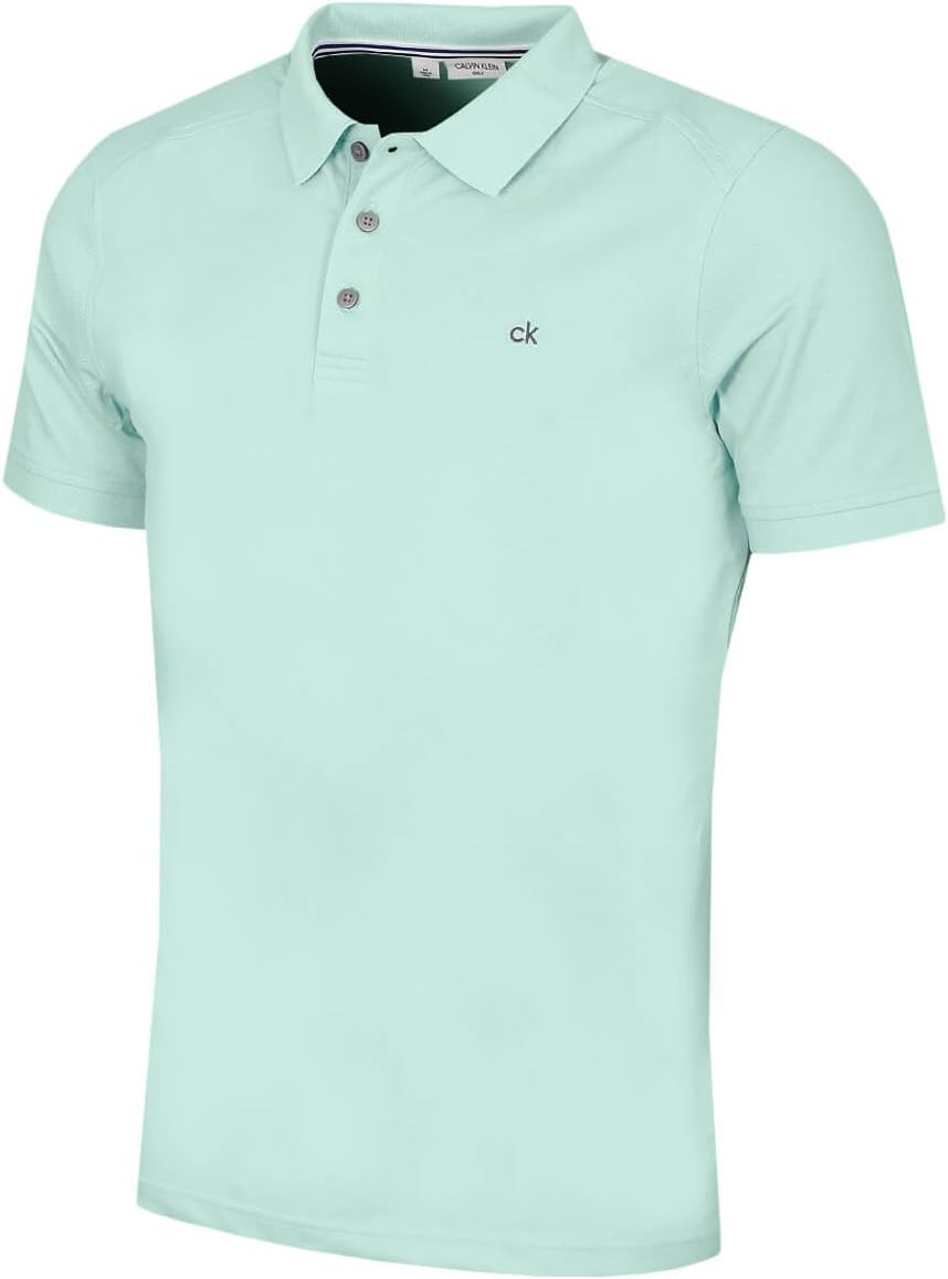 

Мужская рубашка-поло для гольфа Calvin Klein Campus с тремя пуговицами и ребристым воротником, Aqua