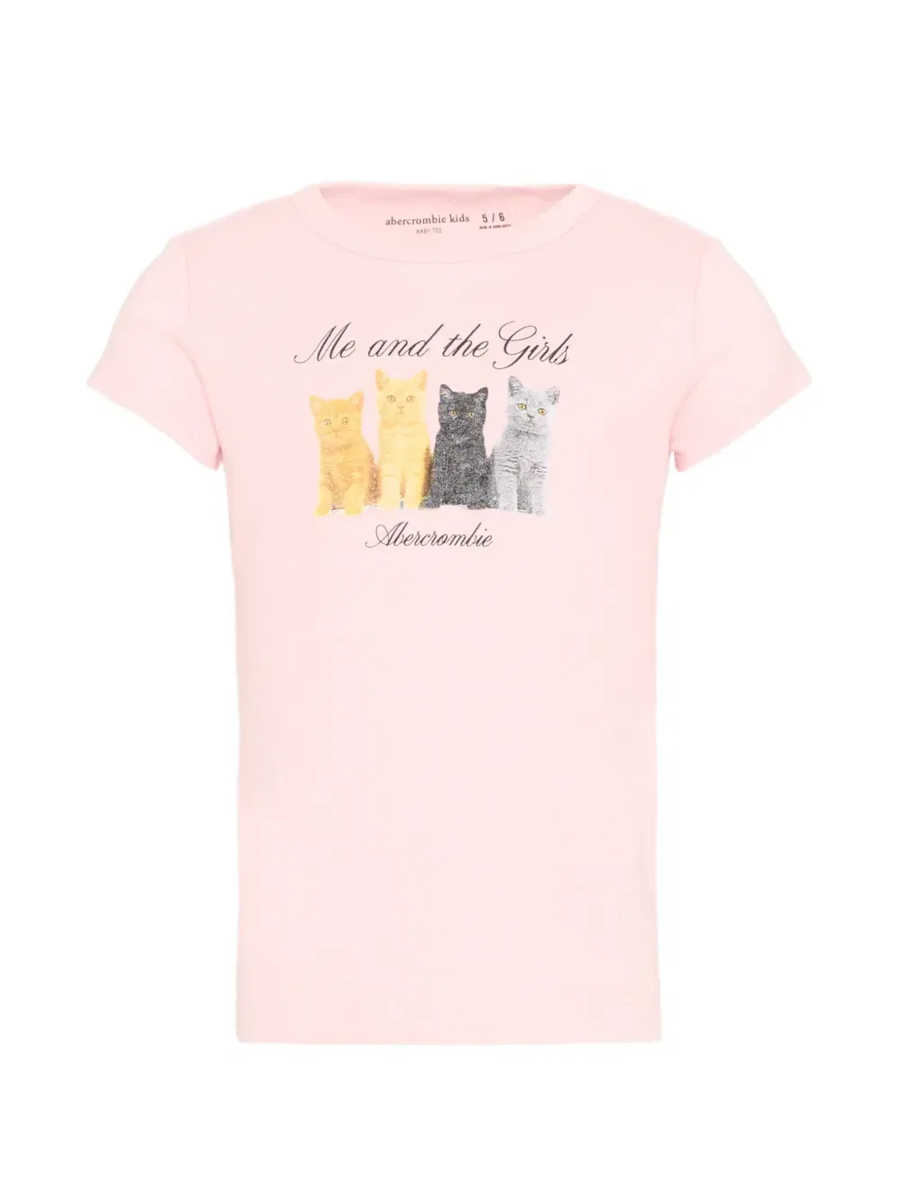 Футболка с кошачьим принтом Abercrombie Fitch Kids, розовый