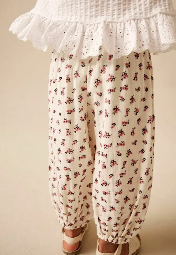 Брюки прямого кроя, надеваются через голову Next, Cream Pink Floral Ditsy — фото 2