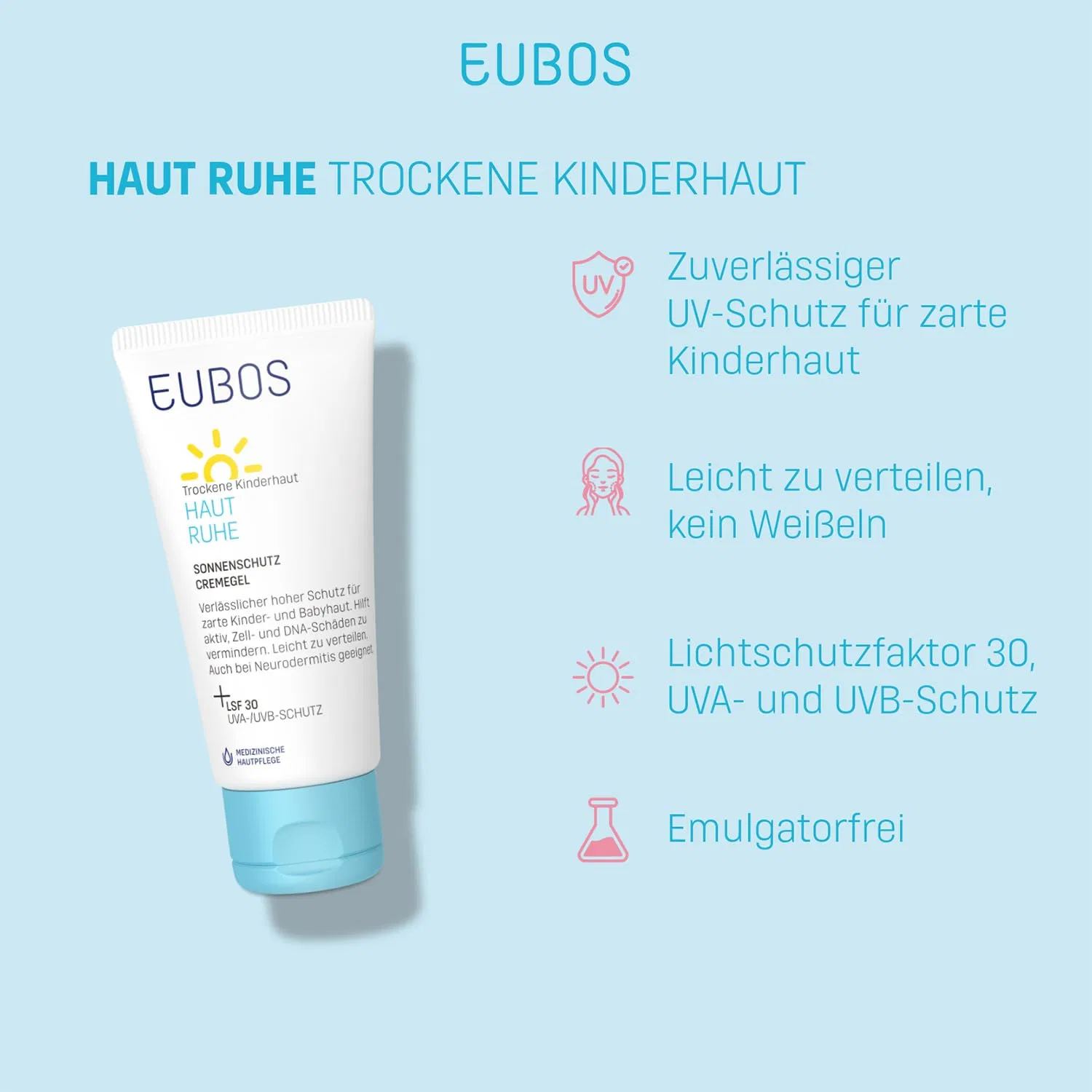 Солнцезащитный крем-гель Eubos Skin Rest SPF 30 для детей Eubos — фото 3