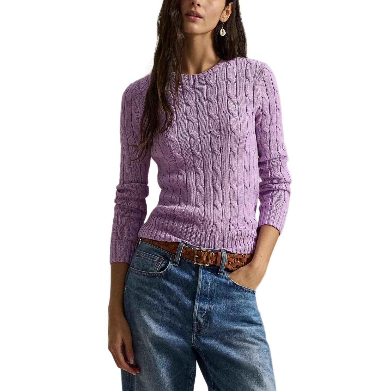 Свитер Julianna Cable Knit Polo Ralph Lauren, Bright Aster — фото 3