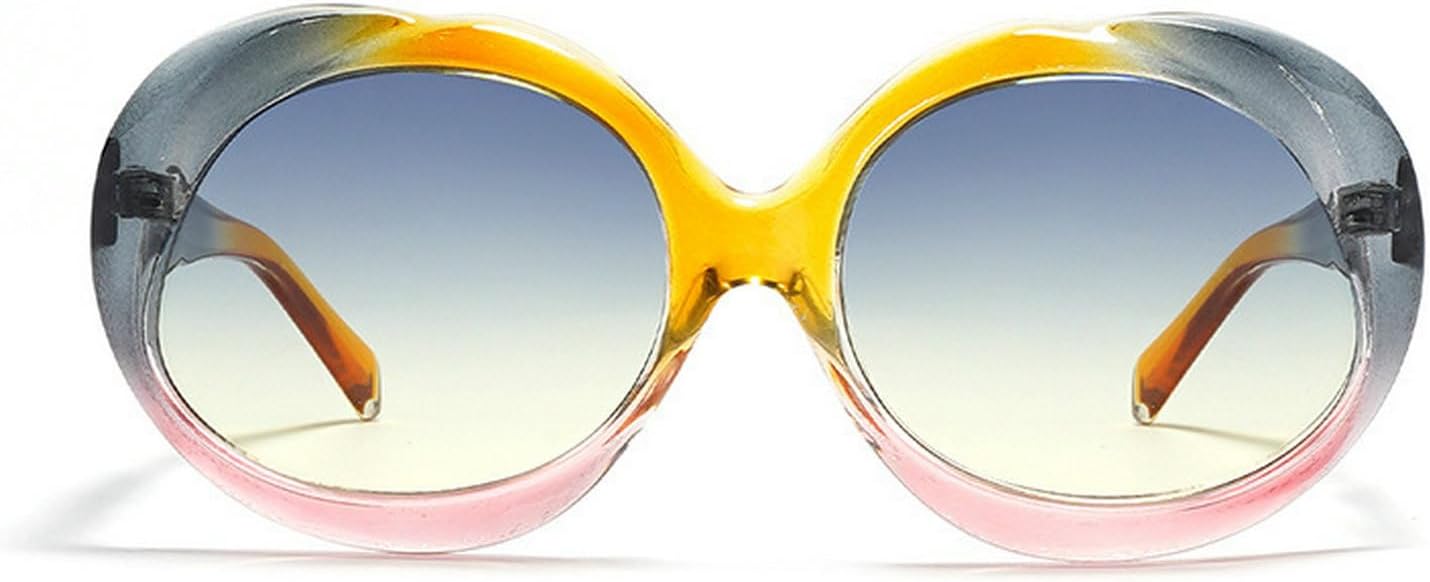 

Laureles Классические винтажные женские солнцезащитные очки в большой круглой оправе, мужские солнцезащитные очки оранжево-синего цвета с защитой от УФ-излучения UV400, C5