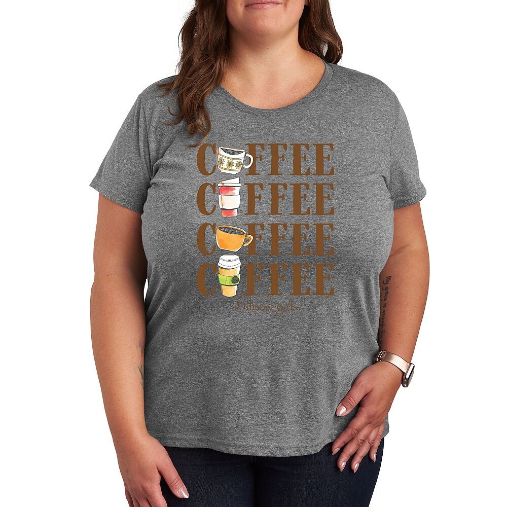 

Футболка Plus Gilmore Girls Coffee с повторяющимся рисунком Licensed Character, цвет Heather Gray