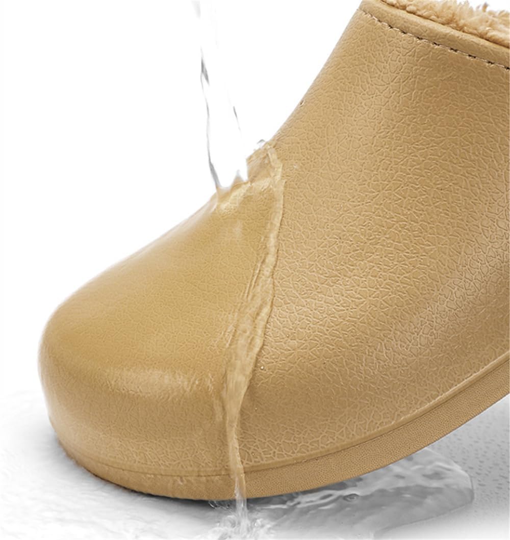 Тапочки Abborora Mens из пены с эффектом памяти с флисовой подкладкой для дома для мужчин, закрытые, водонепроницаемые, противоскользящие, зимние теплые тапочки, хаки — фото 2