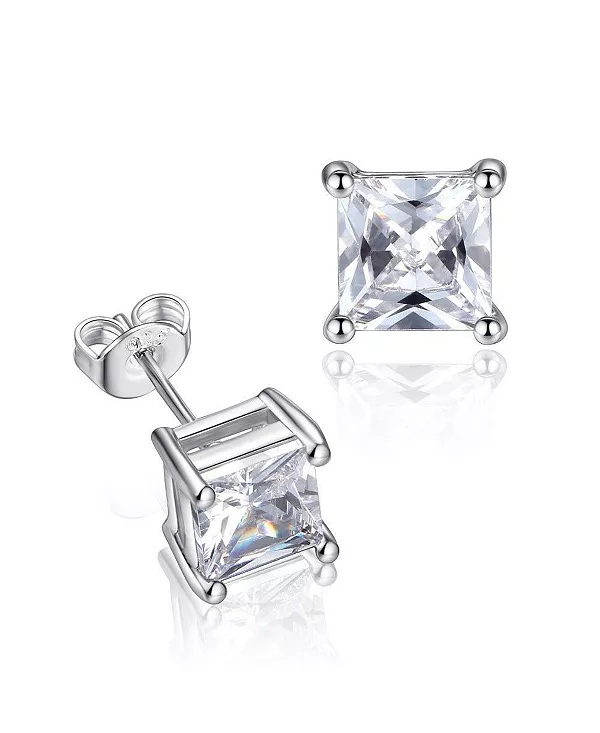 

Серьги-Гвоздики с кубическим цирконием огранки «принцесса» весом в полкарат Hollywood Sensation, silver