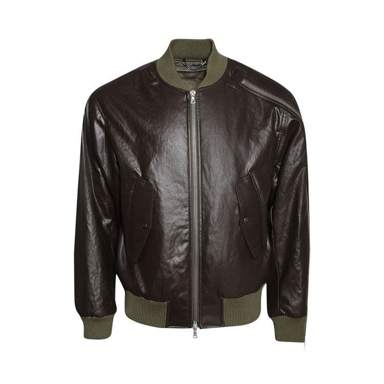 

Куртка Dries Van Noten Faux-Leather Bomber Jacket 'Khaki', коричневый