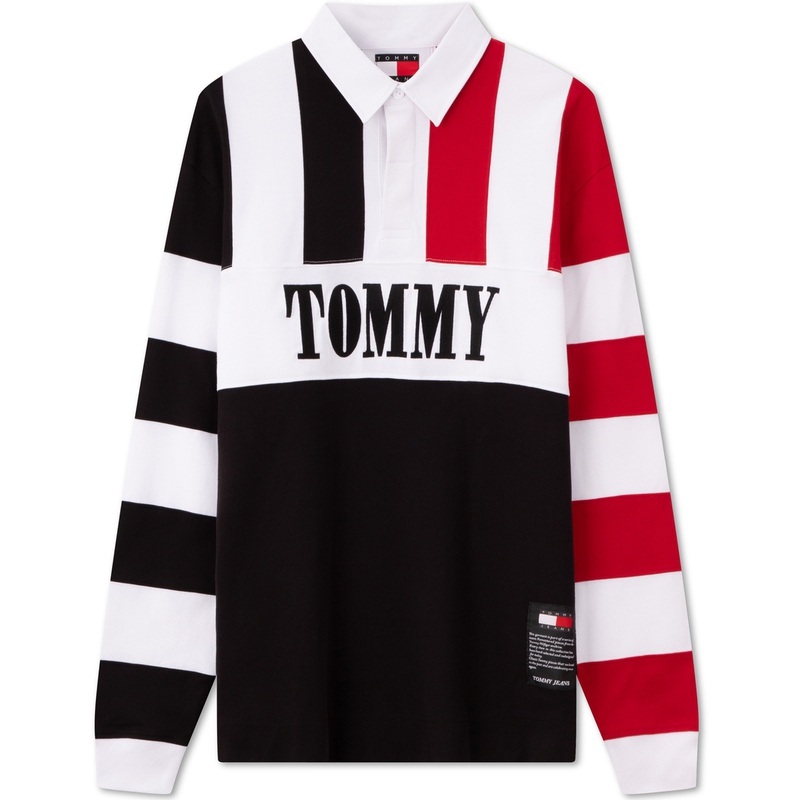 

Рубашка-поло унисекс Tommy Hilfiger, цвет Black, white, red, color-blocked BDS