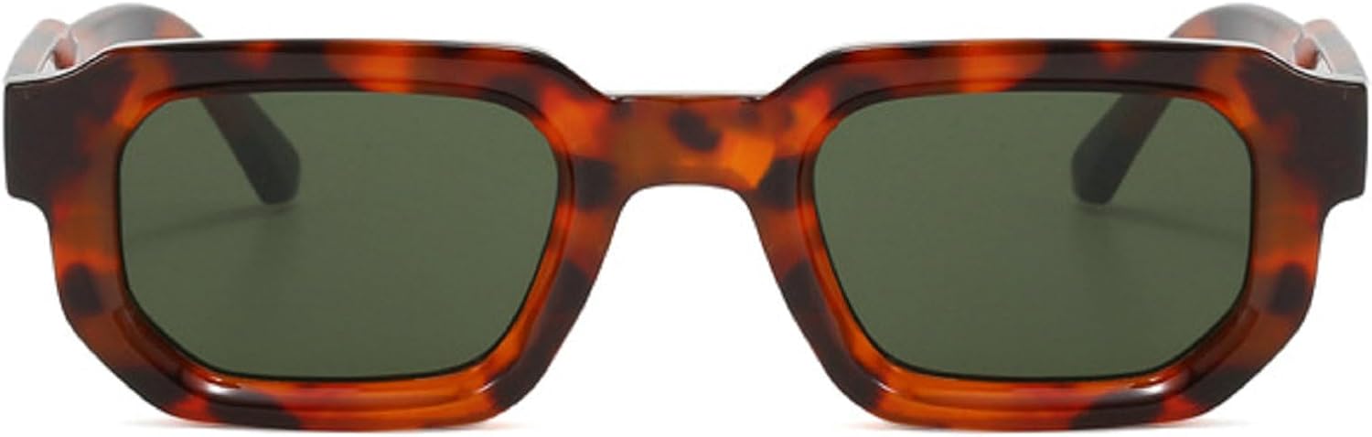 

Модные ретро-солнцезащитные очки маленького квадратного размера для женщин, защита UV400, винтажные панк-очки для мужчин, очки для активного отдыха в стиле Y2K mincl, Leopard&green