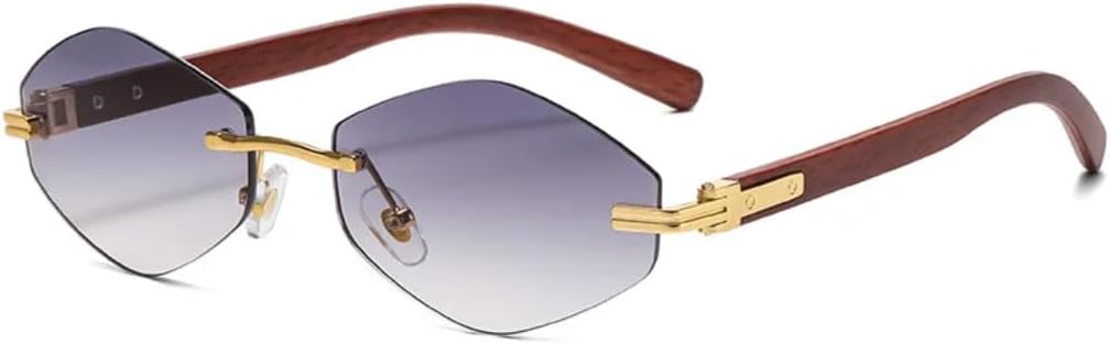 

Солнцезащитные очки с защитой UV400 | Металлическая безободковая оправа | Градиентные линзы в стиле панк | Для женщин и мужчин | Для занятий спортом на открытом воздухе и вождения DSVIGF, Gold-gray