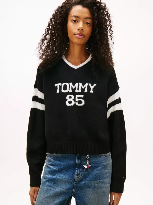 Джемпер Tommy Jeans с интарсией и логотипом, черный Tommy Hilfiger