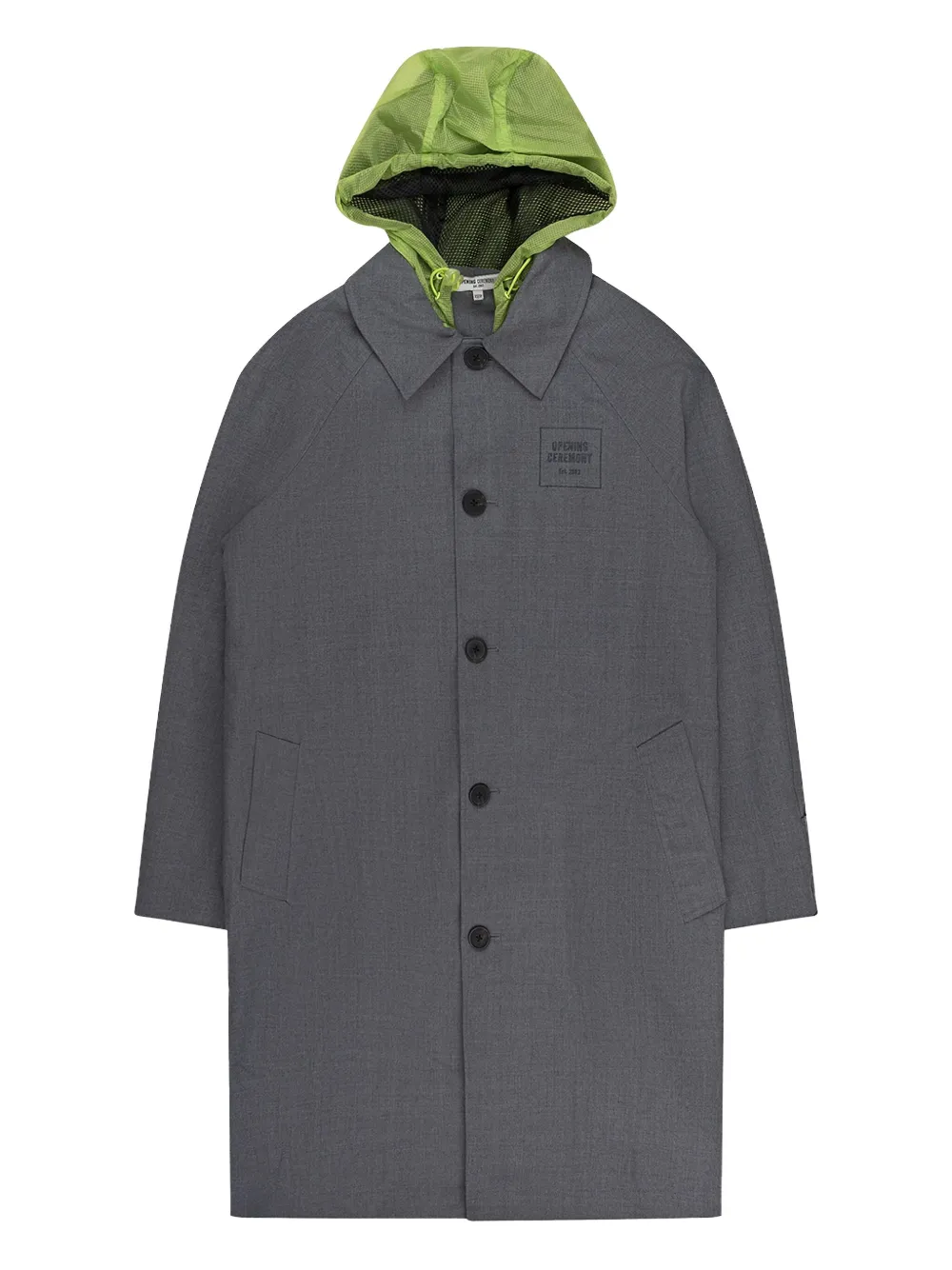 

Шерстяной тренч с капюшоном Opening Ceremony, серый