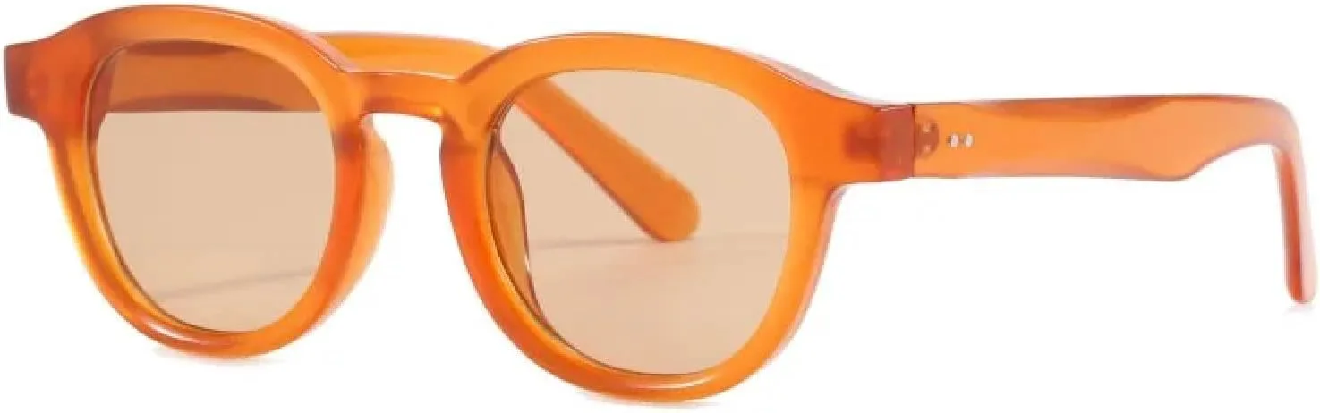 

Модные круглые солнцезащитные очки для женщин в стиле ретро с прозрачной оправой и линзами UV400, мужские очки с заклепками для вечеринок и пляжа SZVVBKK, Orange