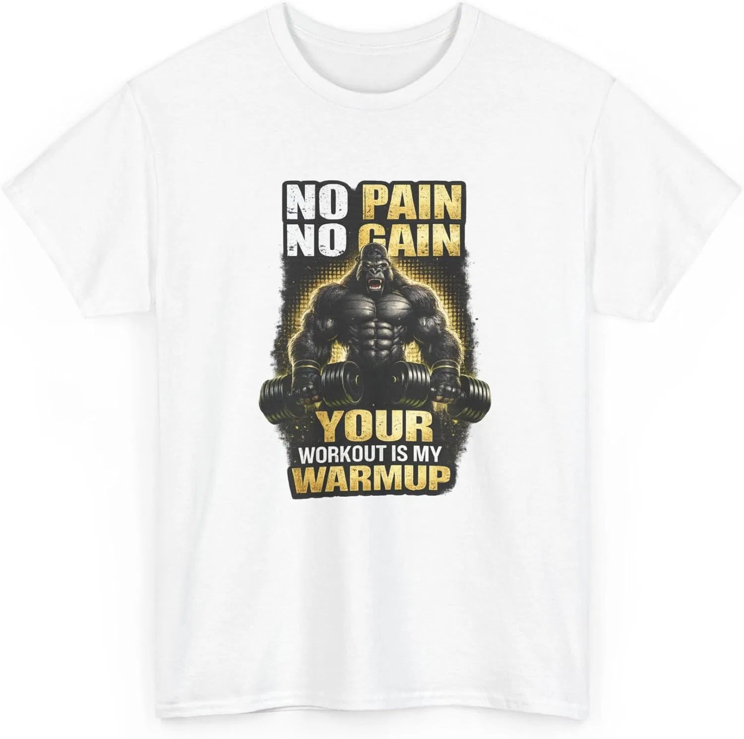 Футболка Your Workout is My Warmup No Pain No Gain для мотивации в спортзале GENERIC, белый — фото 4