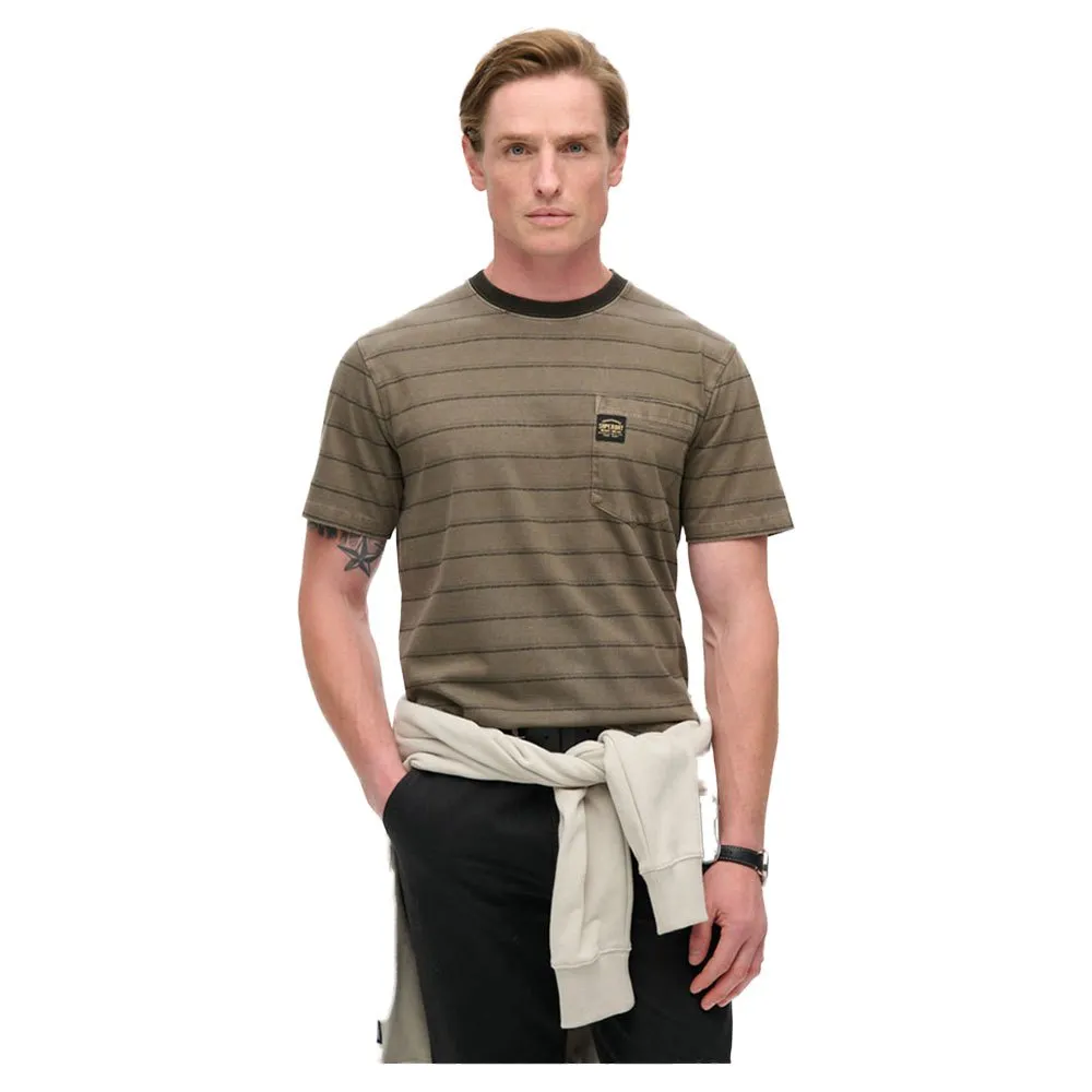 

Футболка с коротким рукавом Superdry Textured Stripe Pocket, коричневый