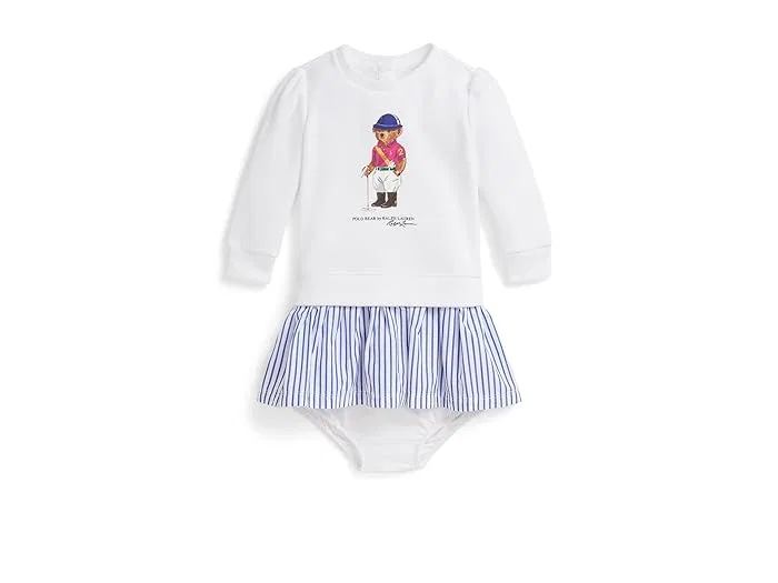 Платье флисовое Polo Bear с шортиками Polo Ralph Lauren Kids, White