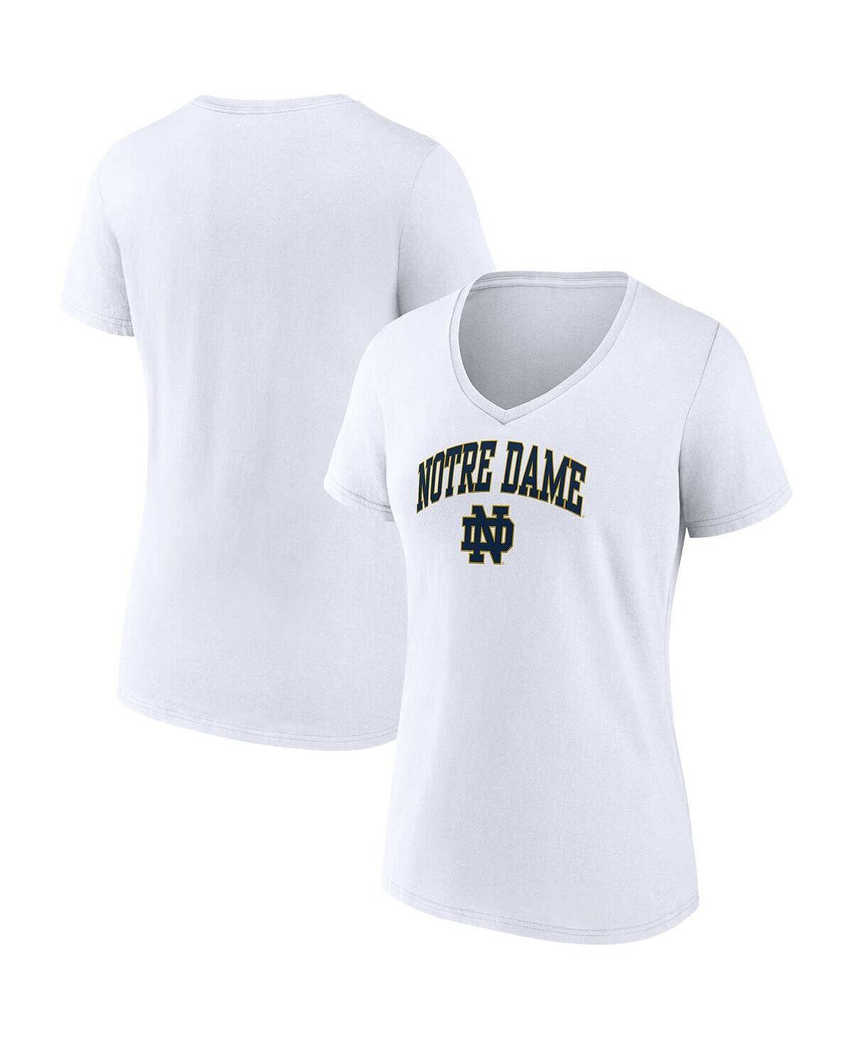 

Женская белая футболка с v-образным вырезом и фирменным логотипом Notre Dame Fighting Irish Evergreen Campus Fanatics, белый