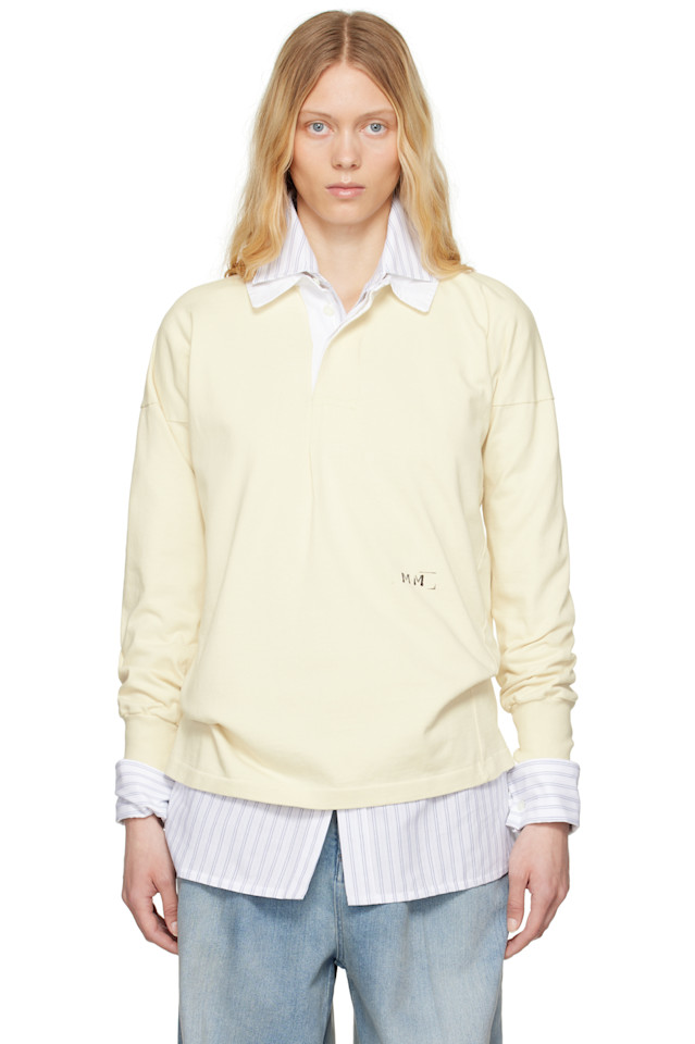 

Длинный рукав поло с нанесенным логотипом Maison Margiela, цвет butter
