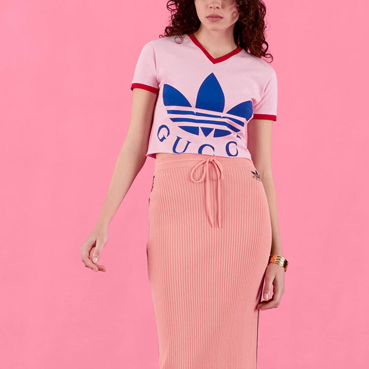 Топ укороченный Adidas Originals x Gucci, розовый — фото 4