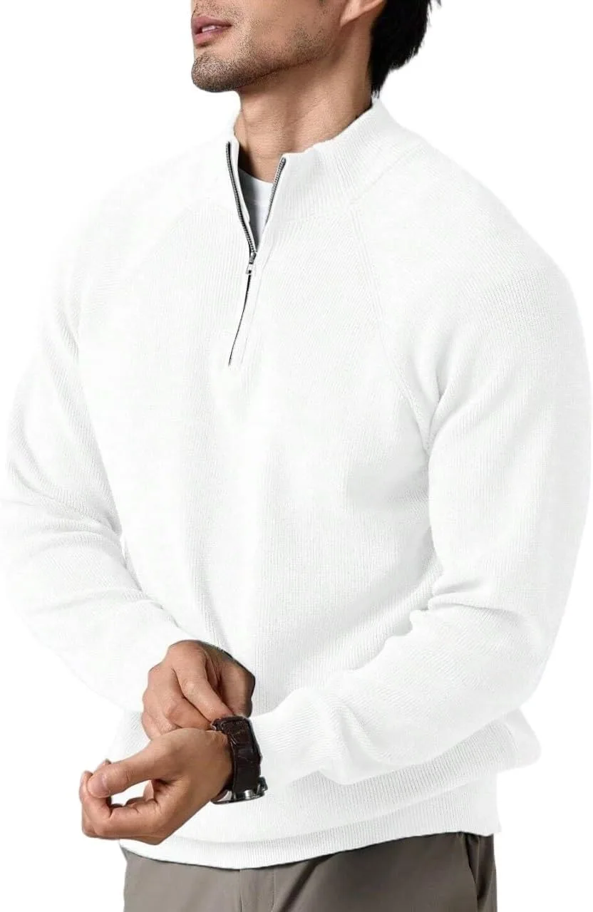 

Мужской повседневный пуловер 2025, сплошной цвет, полумолния, свободный