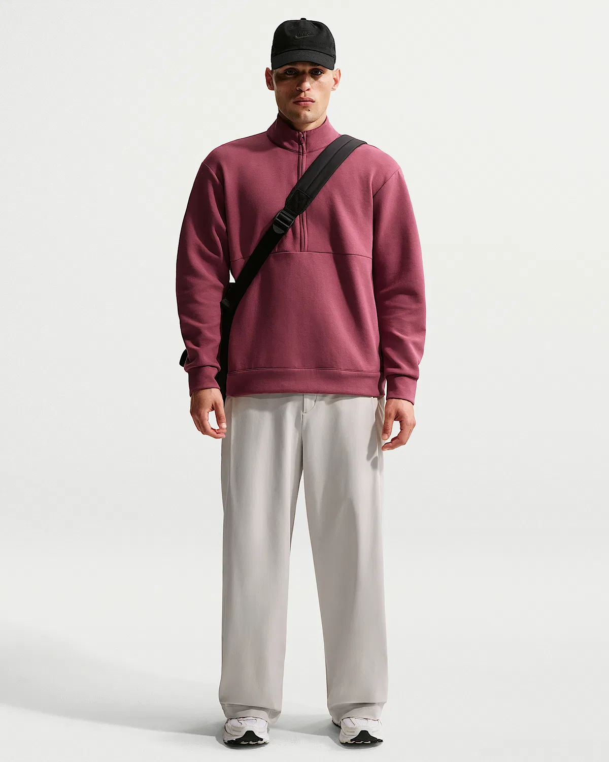 Мужская футболка с половинной молнией Nike 24.7 ImpossiblySoft Dri-FIT, Pink Smoke/Light Boulder — фото 4