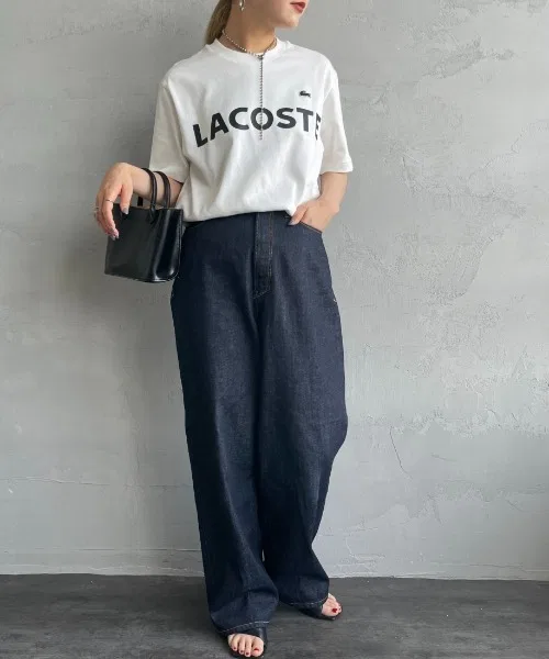 Унисекс футболка с логотипом LACOSTE тяжёлого веса серая — фото 2