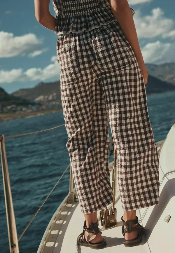 Брюки Next Tall fit straight leg crop, цвет шоколадная клетка — фото 3