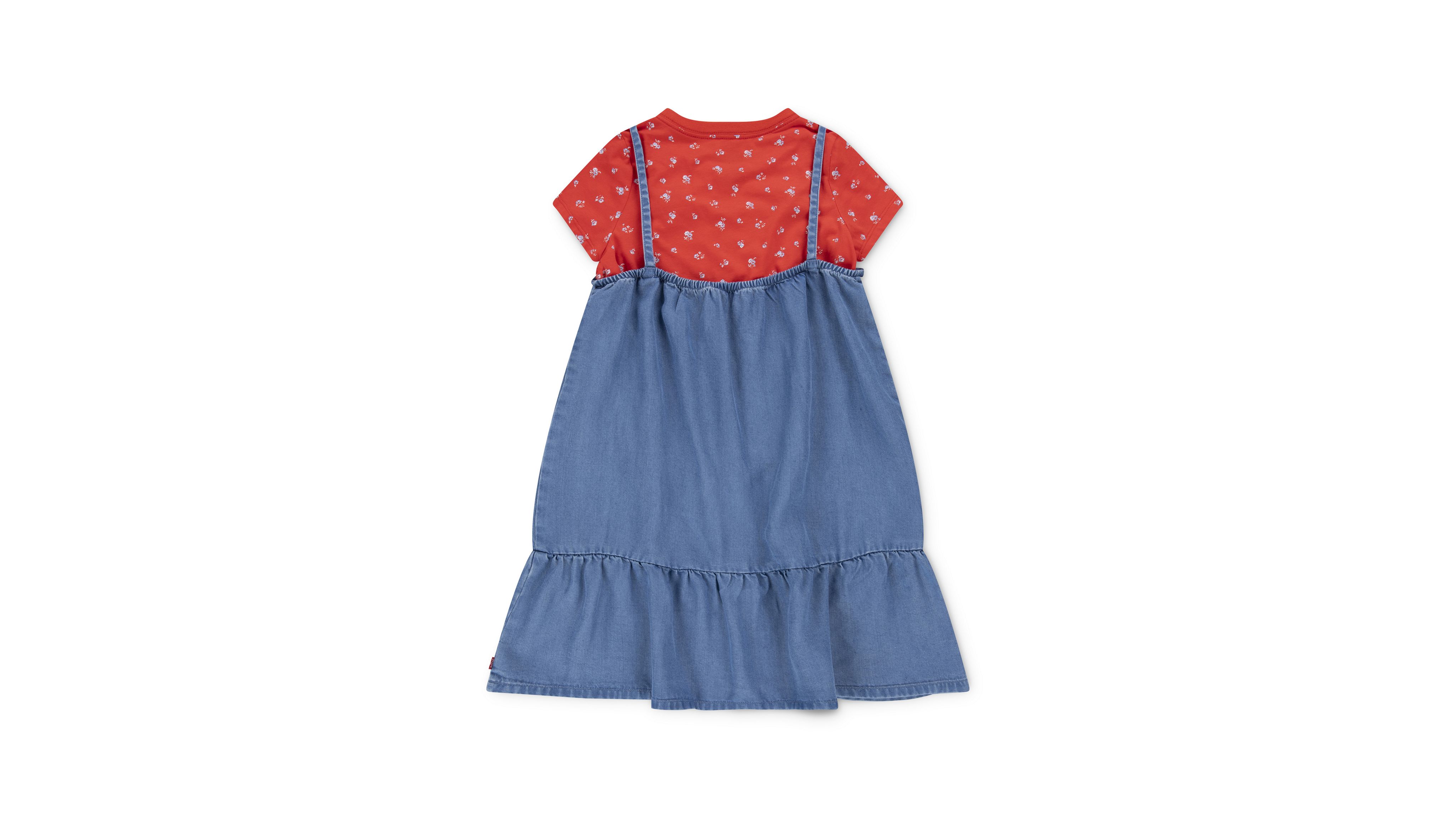Платье многослойное с футболкой для больших девочек S-xl Levi's, Splash Zone - Medium Wash — фото 2