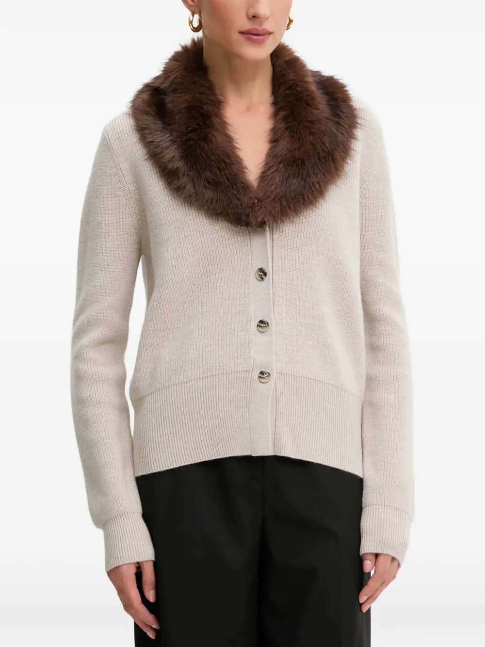 

Кардиган со съемным воротником Blugirl, бежевый