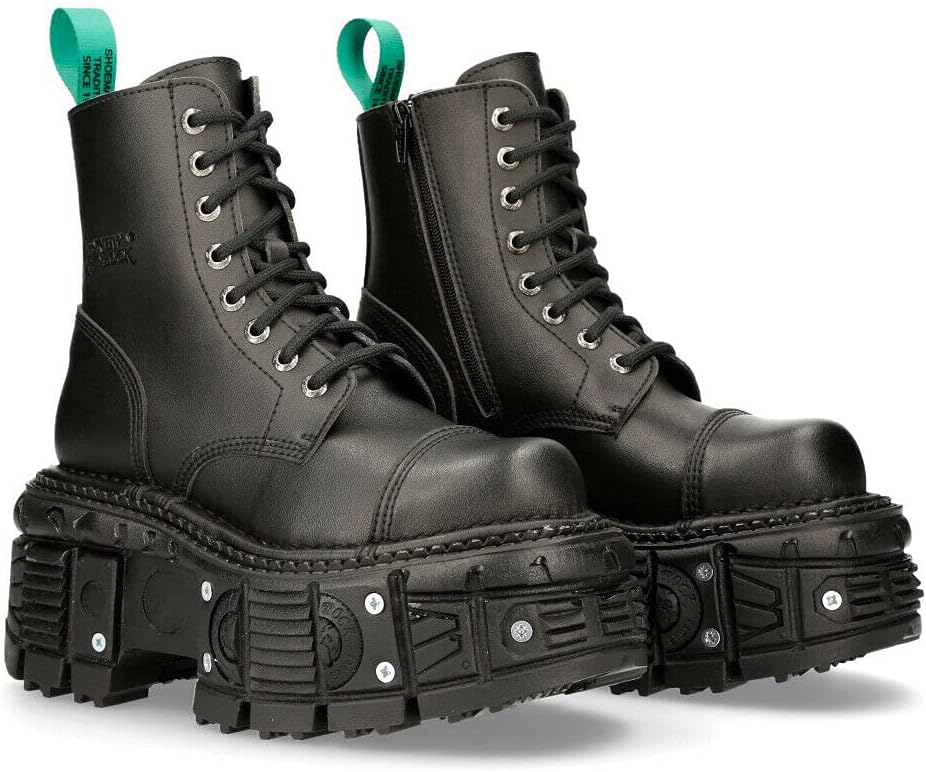 Мужские ботинки New Rock TANKMILI083C-V2 из веганской кожи, черные, платформенные, байкерские, готические, панк — фото 2