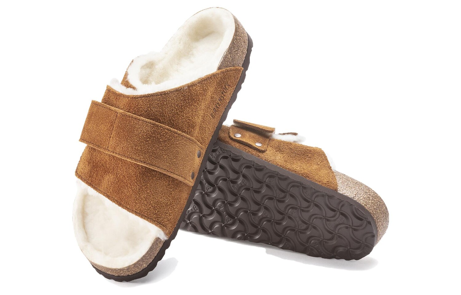 Шлепанцы Kyoto Shearling Suede Mink Birkenstock, цвет Tan — фото 4