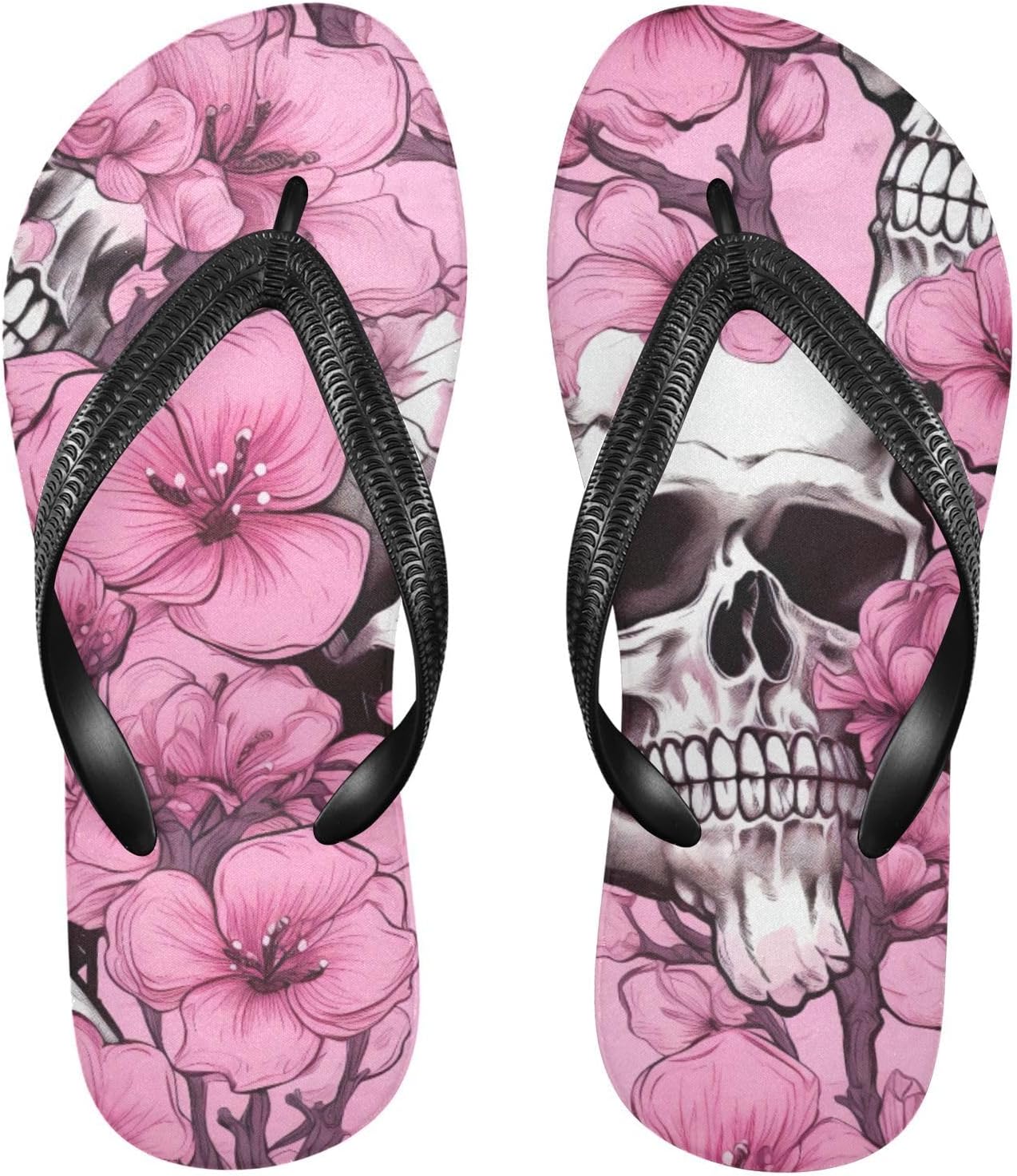 

Женские и мужские летние пляжные шлепанцы с розовым цветочным черепом, для душа Kfbe